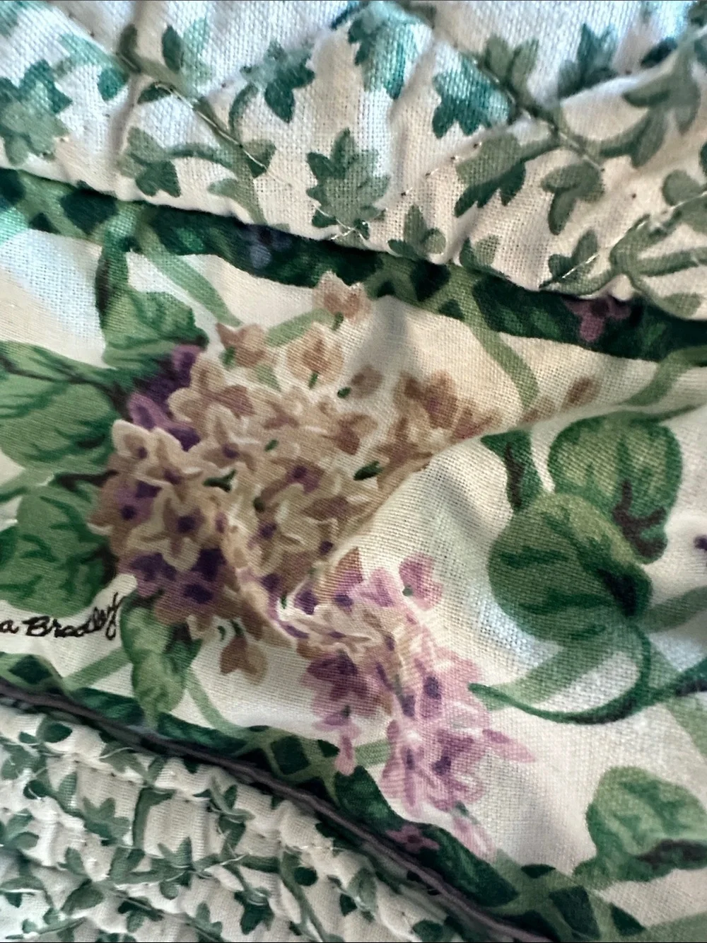 Vera Bradley Cream Quilted Tote with Green and Purple Floral Print - Picture 7 of 7